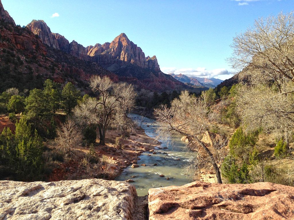 zion national park mountains and river