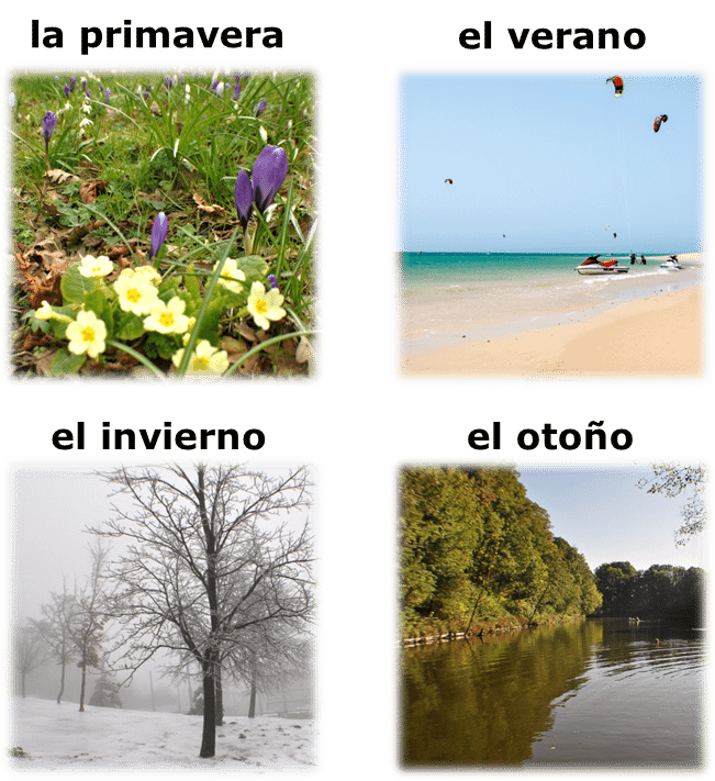 Ročné obdobia, dni a mesiace po španielsky