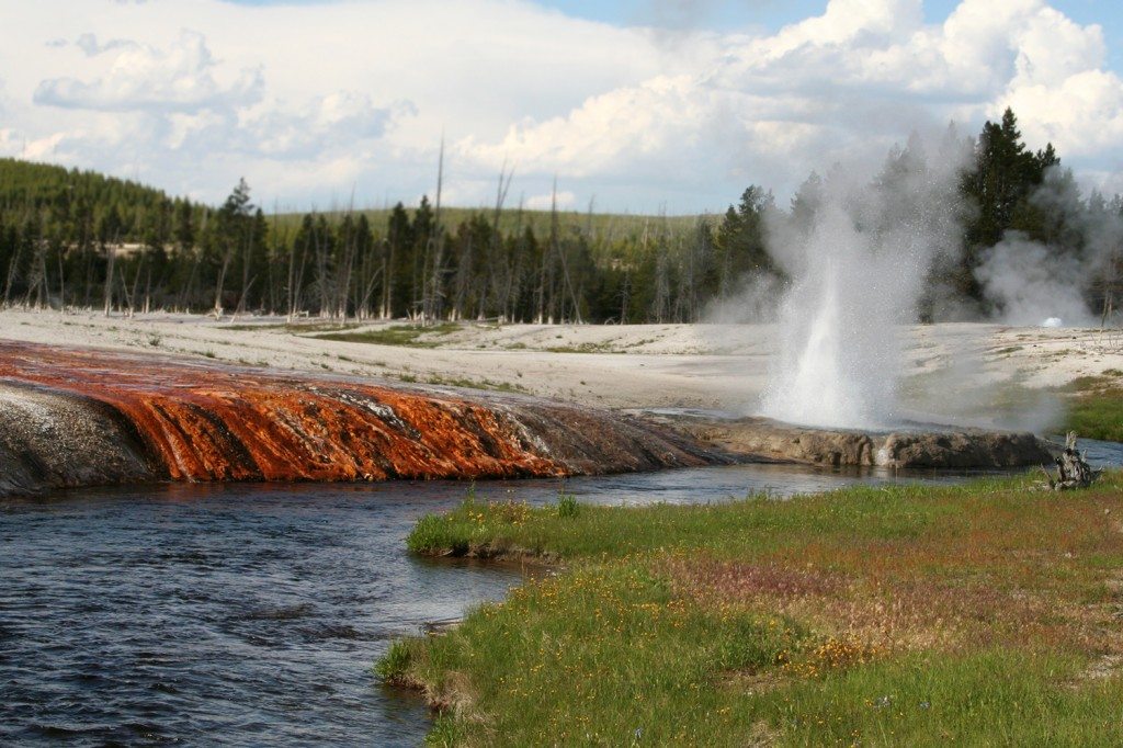 Yellowstone National Park - river and geyser